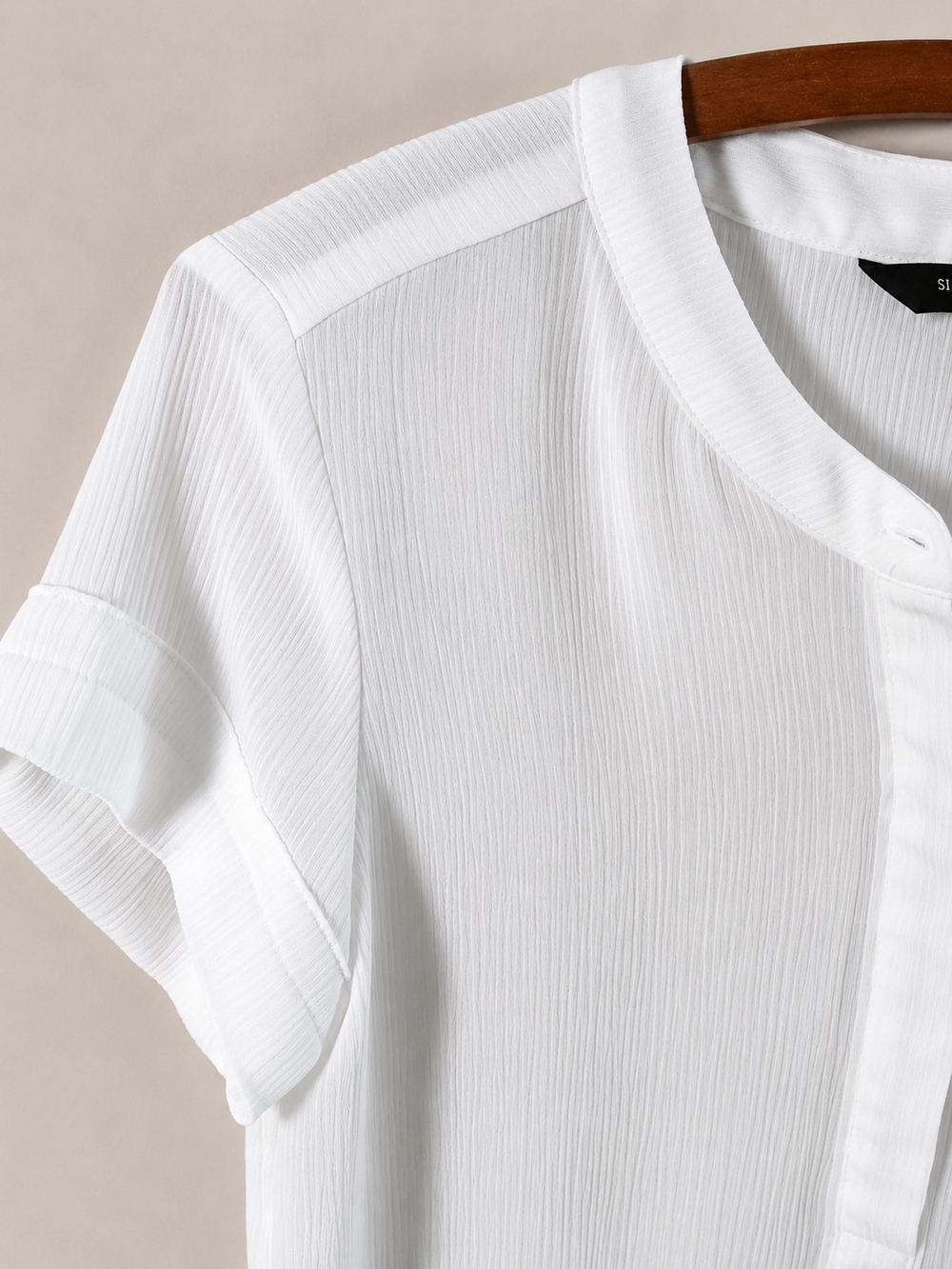 SIMPLY VERA VERA WANG PXS White Textured Short Sleeve Blouse Button Front Sheer - Picture 6 of 7